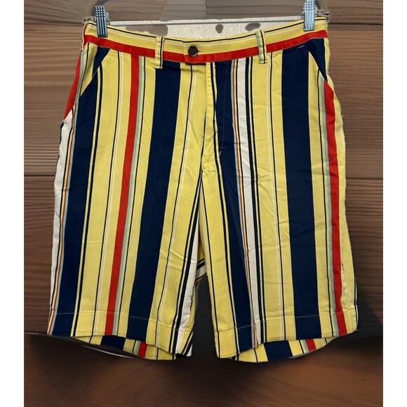 LoudMouth Golf The Hamptons Striped Shorts Size 34 Yellow Fun Preppy Retail $75 - Picture 2 of 12